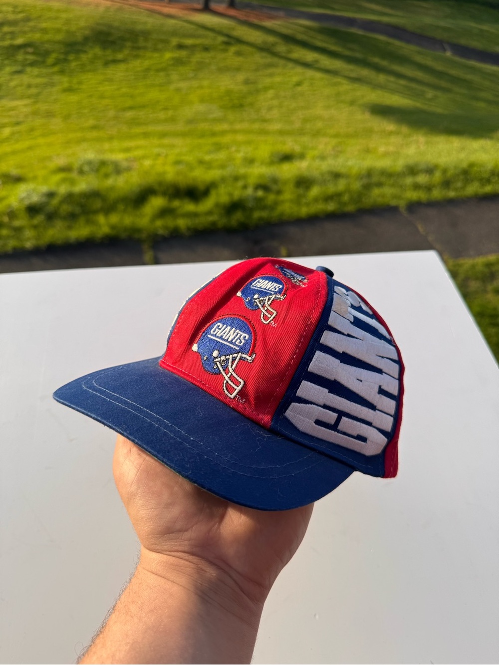 Vintage New York Giants Snapback Hat Big Logo Spellout NFL Cap